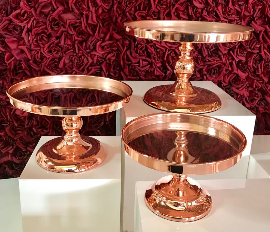 25cm Rose Gold Cake Stand Prop My Party Events Hire